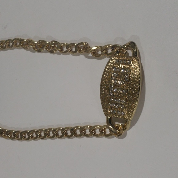 Gold-Tone Bold Statement Necklace Sparkling Lettering - Women's Fashion Jewelry - Picture 3 of 7